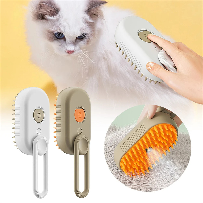 Electric Cat Steam Brush – 3-In-1 Pet Grooming Comb with Water Spray for Cats and Dogs, USB Rechargeable