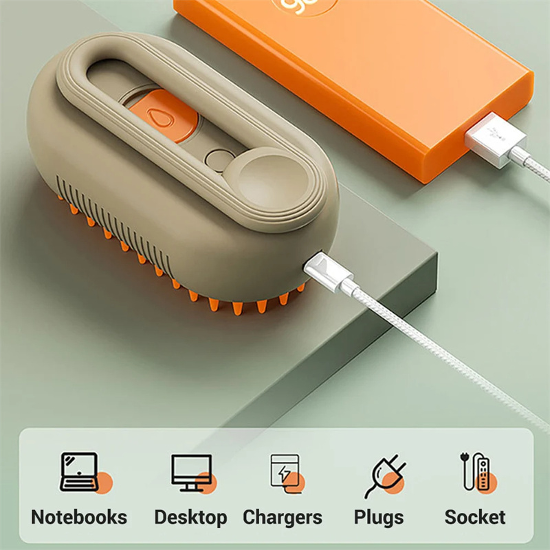 Electric Cat Steam Brush – 3-In-1 Pet Grooming Comb with Water Spray for Cats and Dogs, USB Rechargeable